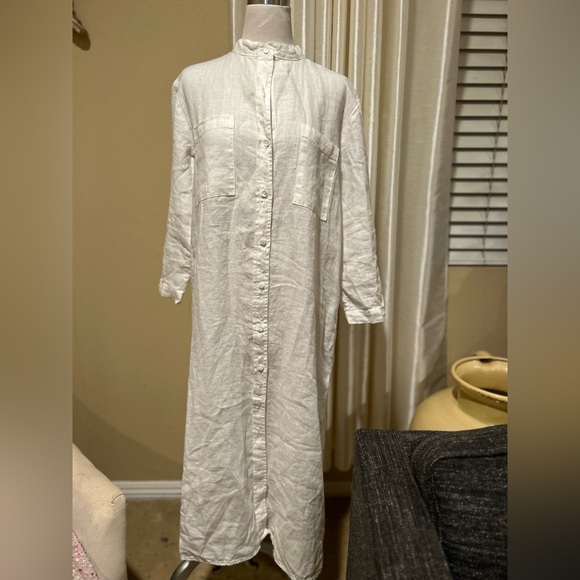 Enza Costa White Linen Shirtdress Dress - Picture 3 of 11